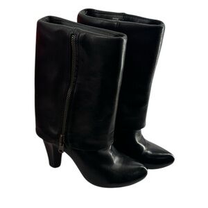 Miz Mooz Gayle Boots soft leather holdover heeled boots zipper detail sz 6